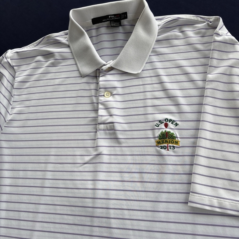 RLX Ralph Lauren U.S. Open Merion 2013 Striped Golf Polo Shirt‎ XL
